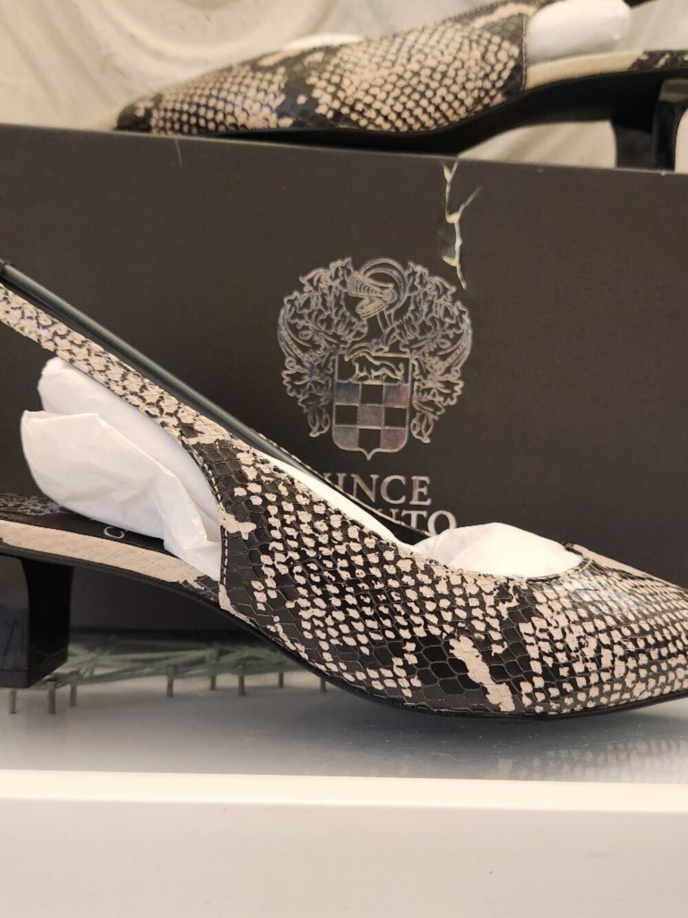 Vince Camuto "Pilar" Leather Slingback Heels. NIB. Size Various